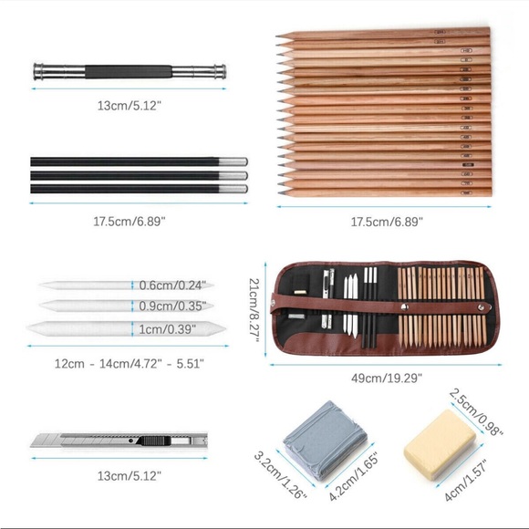 29 pcs drawing sketch pencil set with canvas roll - Picture 10 of 11